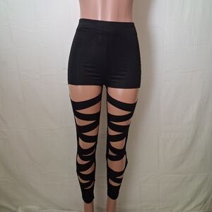 SHEIN Black Cutout Strappy Leggings Size 4 Women’s High Waist Stretch